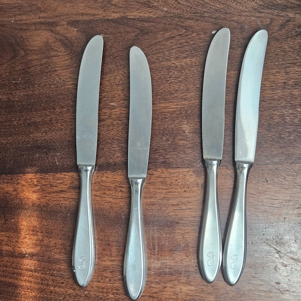 WMF Cromargan Line Germany Dinner Knife Stainless 8-3/8"   Set of 4 Vintage
